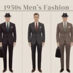 Men wearing tailored suits and classic casual outfits in the 1950s