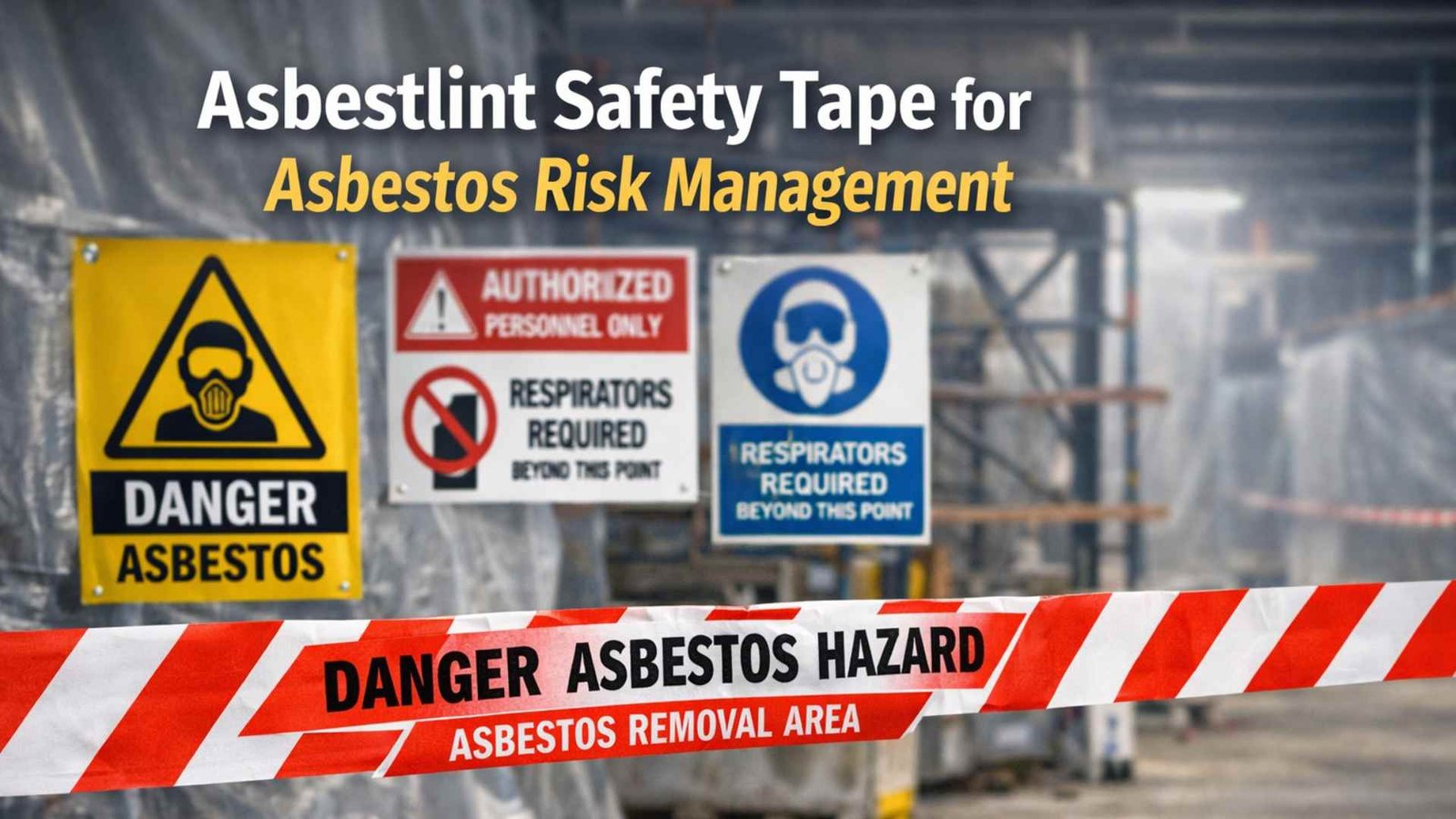Asbestlint safety tape marking hazardous asbestos zones