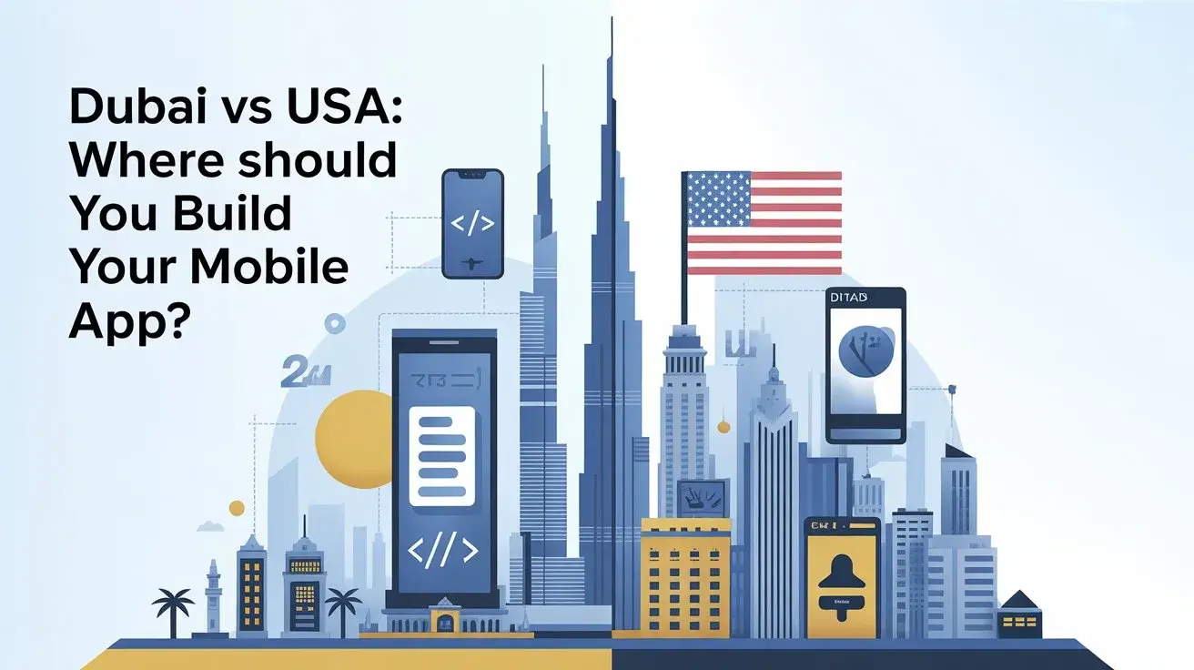 Mobile app development comparison between Dubai and USA.