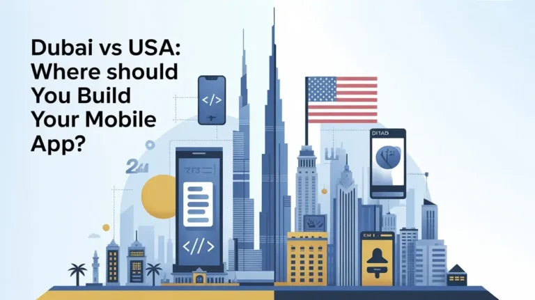 Mobile app development comparison between Dubai and USA.
